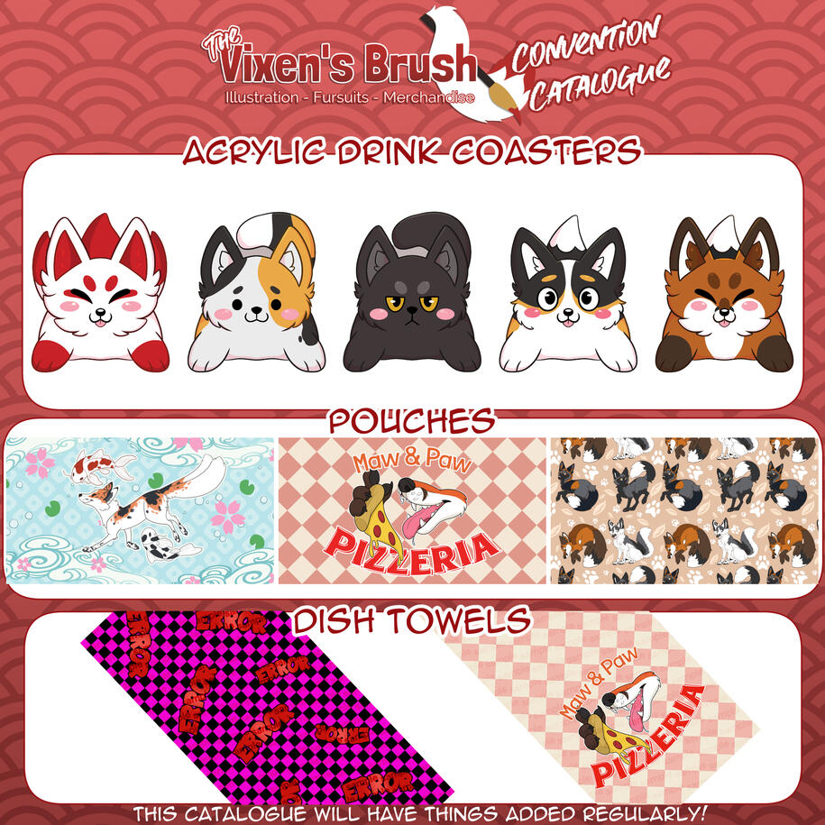 Catalogue Page 6 - Coasters, Pouches, and Towels